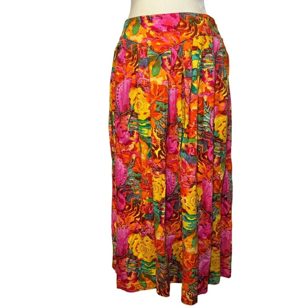 90s Floral Maxi Skirt Vintage Colorful Boho Cottagecore Size: Medium
